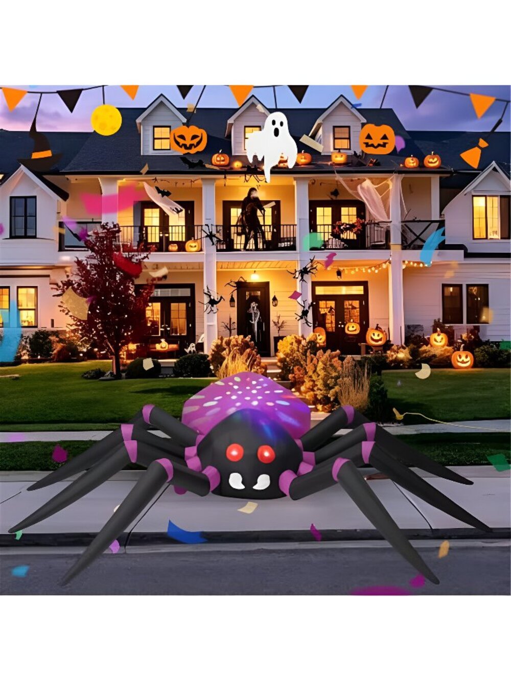 12FT Halloween Inflatable Outdoor Decoration, Giant Spider Blow Up Yard